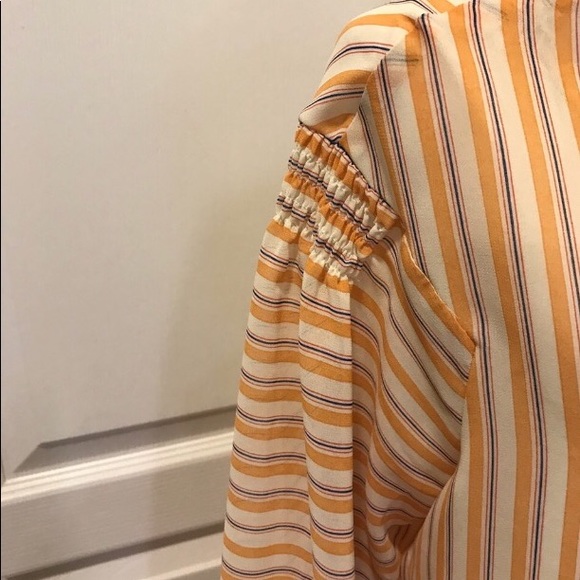 Mango Chiffon striped yellow blouse top NWT - Picture 4 of 8